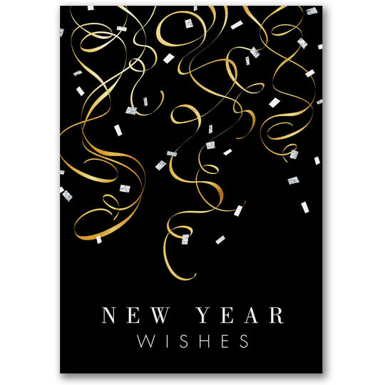 New Year Wishes Folded Holiday Cards